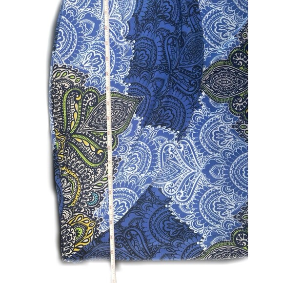Cache Faux Wrap Dress Women's Small Blue Paisley  V-Neck Short Sleeves Front Tie - Picture 7 of 7